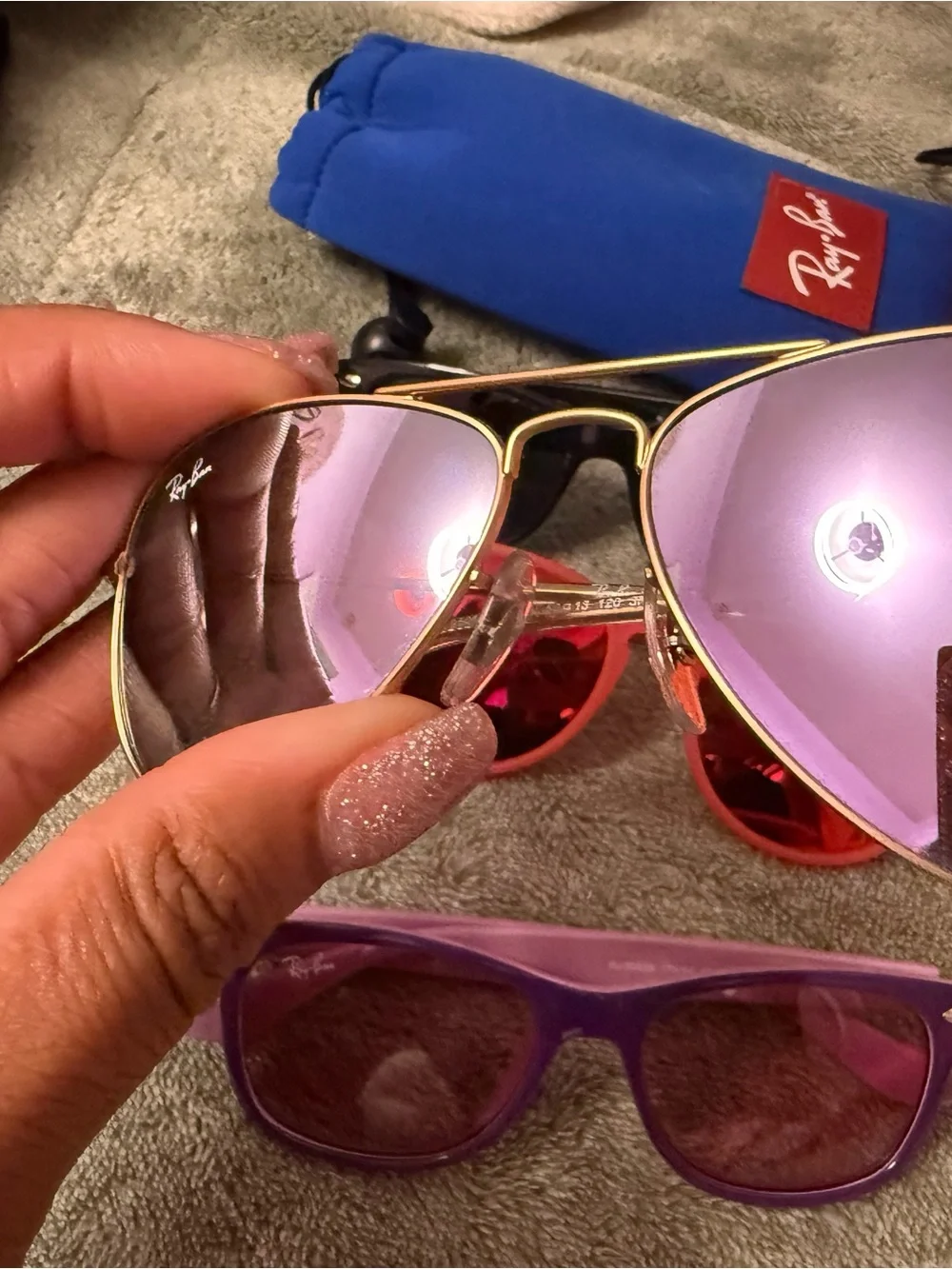 Gold Frame Aviator Sunglasses with Purple Mirror Lenses